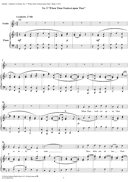 Chandos Te Deum in B-flat Major, HWV281: No. 5, When Thou Tookest Upon Thee