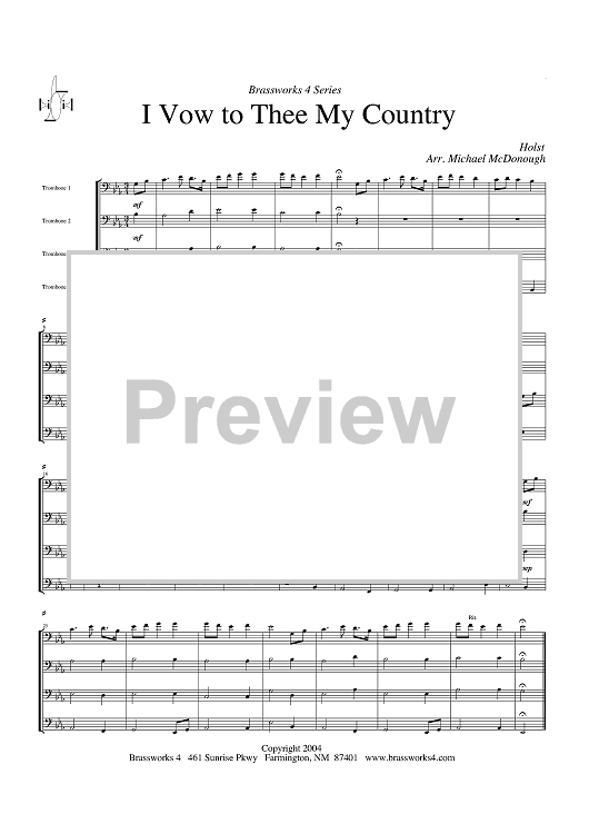 I Vow to Thee My Country - Score