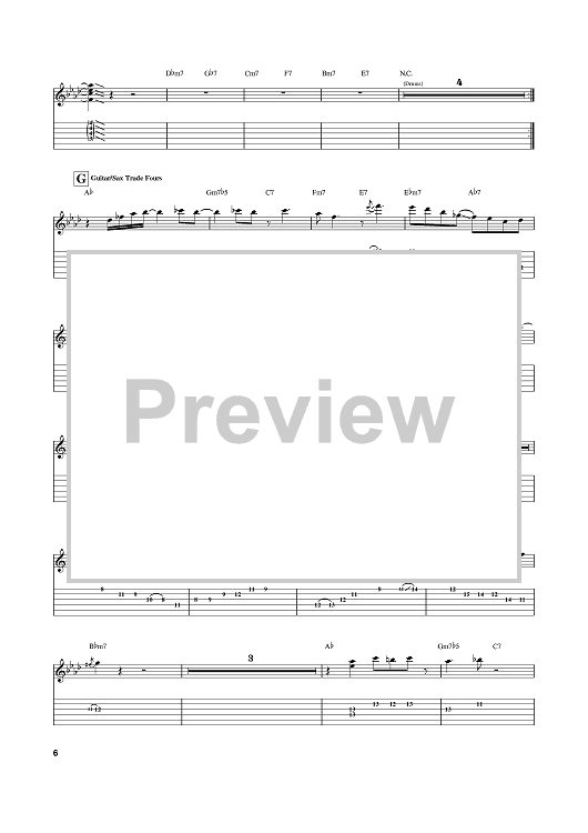 Freight Trane" Sheet Music by Kenny Burrell for Guitar Tab Sheet