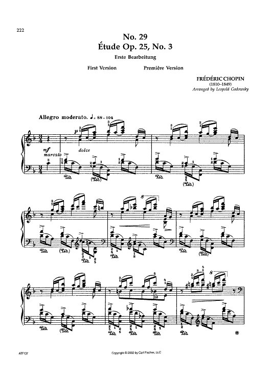 No. 29 - Étude Op. 25, No. 3 (First Version)