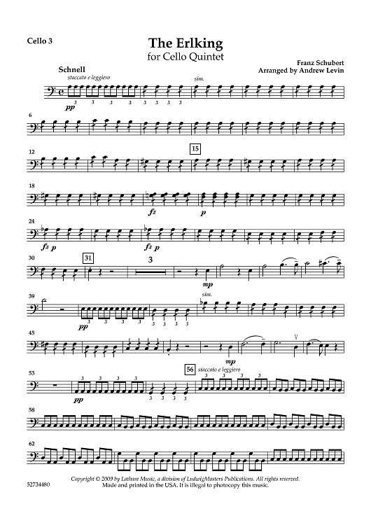 The Erlking for Cello Quintet - Cello 3