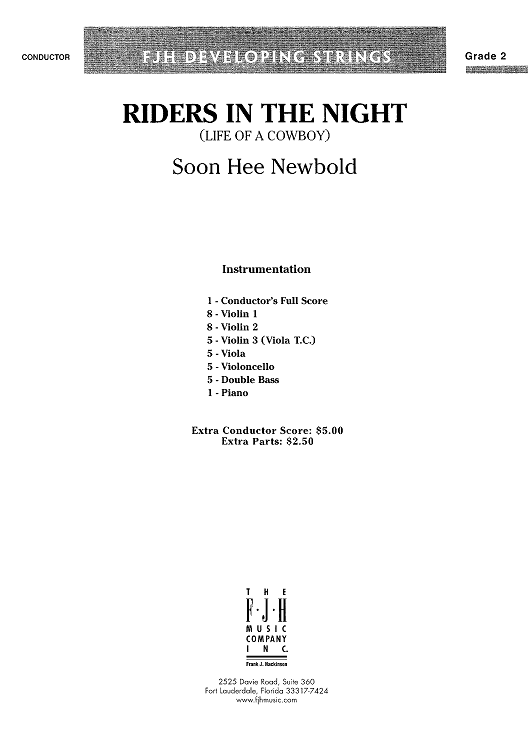 Riders in the Night (Life of a Cowboy) - Score Cover