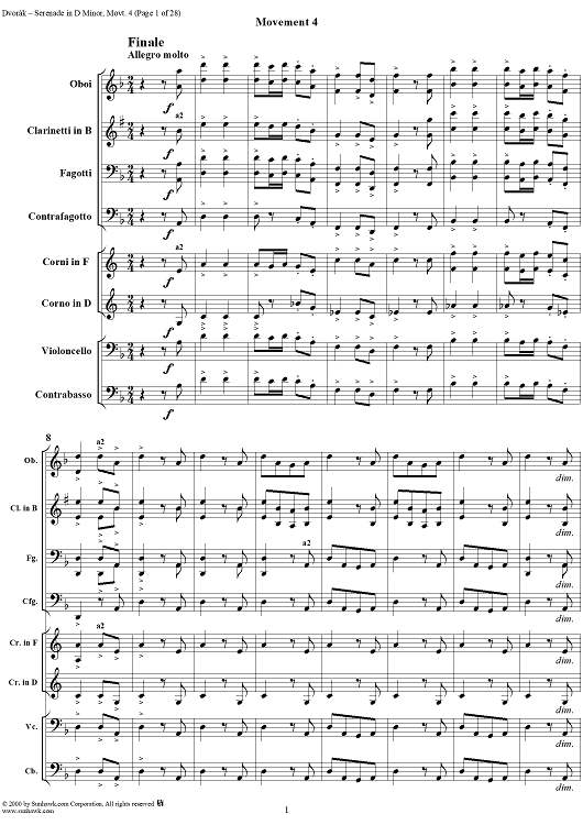 Serenade in D Minor, Op. 44, Movement 4 - Score