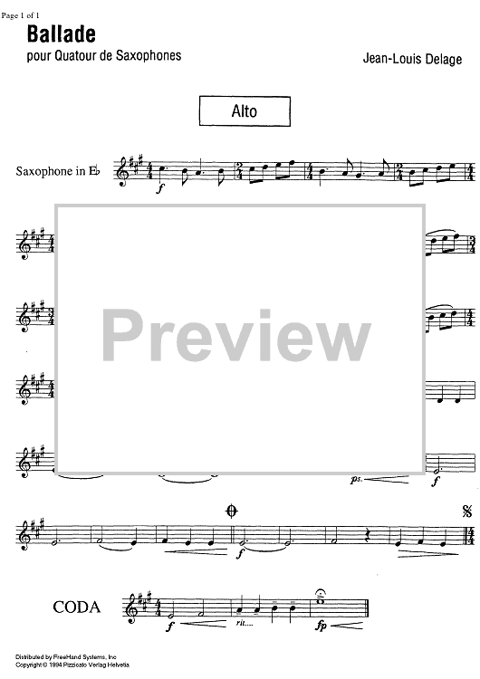 Ballade - E-flat Alto Saxophone