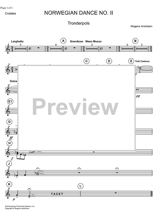 Norwegian Dance No. 2 - Crotales