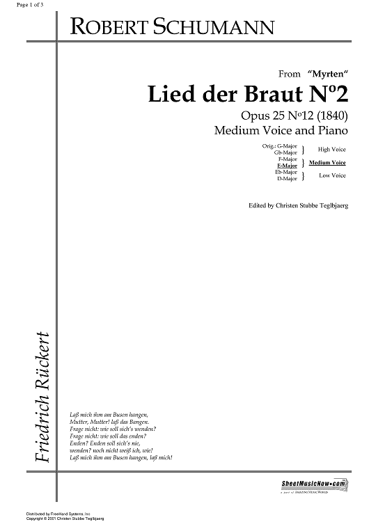 Lied der Braut No. 2 Op.25 No.12