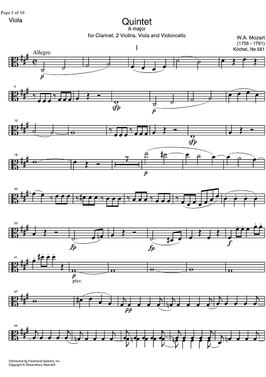 Quintet A Major KV581 - Viola