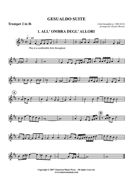 Gesualdo Suite - Trumpet 2 in B-flat