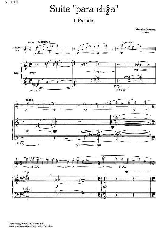 Suite "para Elis/za" - Score