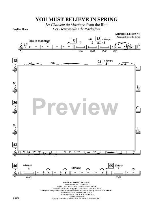 You Must Believe in Spring - English Horn