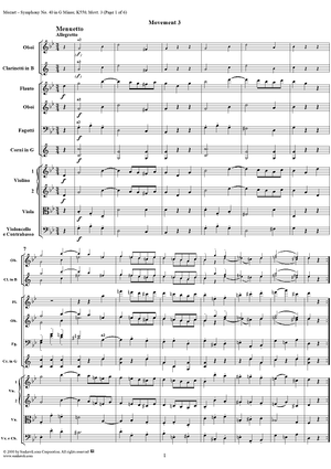Symphony No. 40 in G Minor, Movement 3 - Full Score