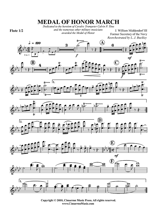 Medal of Honor March - Flute 1/2