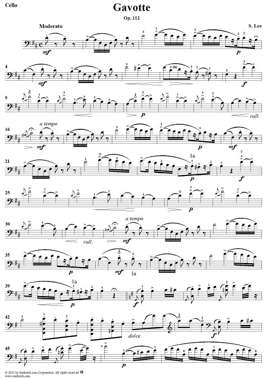 Gavotte, Op. 112 - Cello