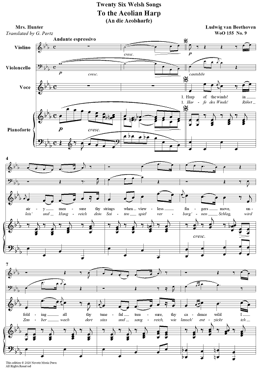 To the Aeolian Harp - from 26 Welsh Songs