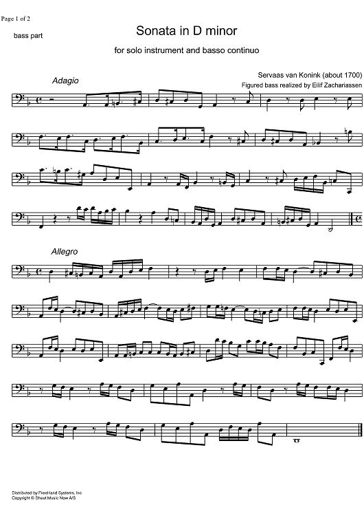 Sonata d minor - Bass