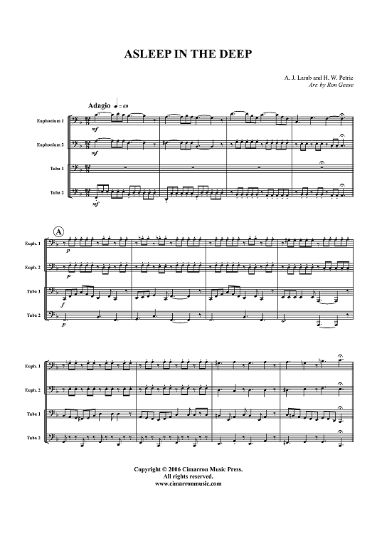 Asleep in the Deep - Score