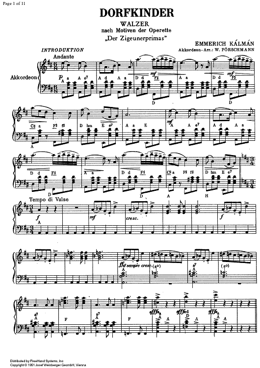 Dorfkinder. Walzes over motives from Der Ziguenerprimas