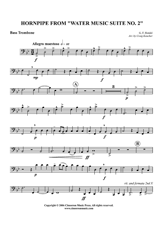 Hornpipe from "Water Music Suite No. 2" - Bass Trombone