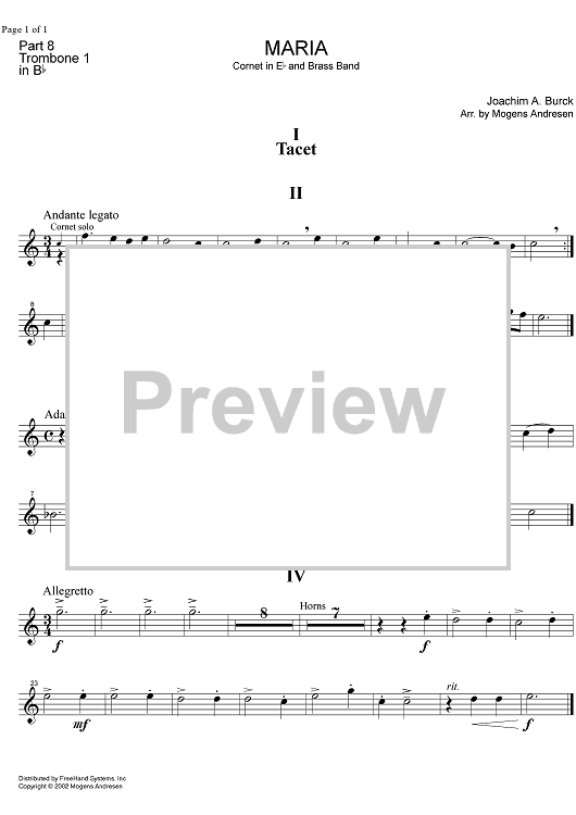 Maria - B-flat Trombone 1