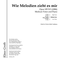 Wie Melodien zieht es mir Op.105 No. 1