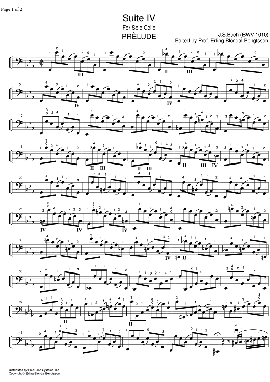 Suite No. 4 Eb Major BWV 1010 - Cello