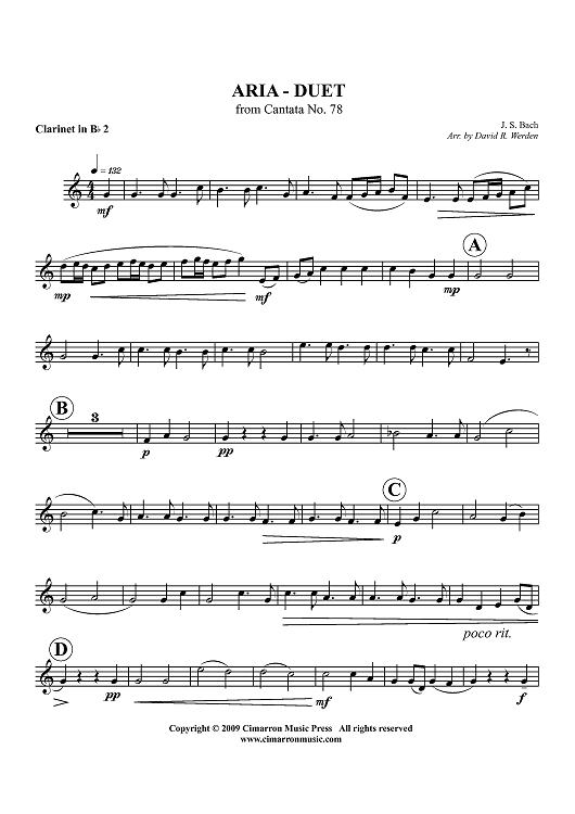 Aria - Duet from Cantata No. 78 - Clarinet 2 in Bb