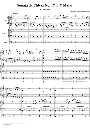 Sonata da Chiesa No. 17 in C Major, K336d (K336) - Full Score