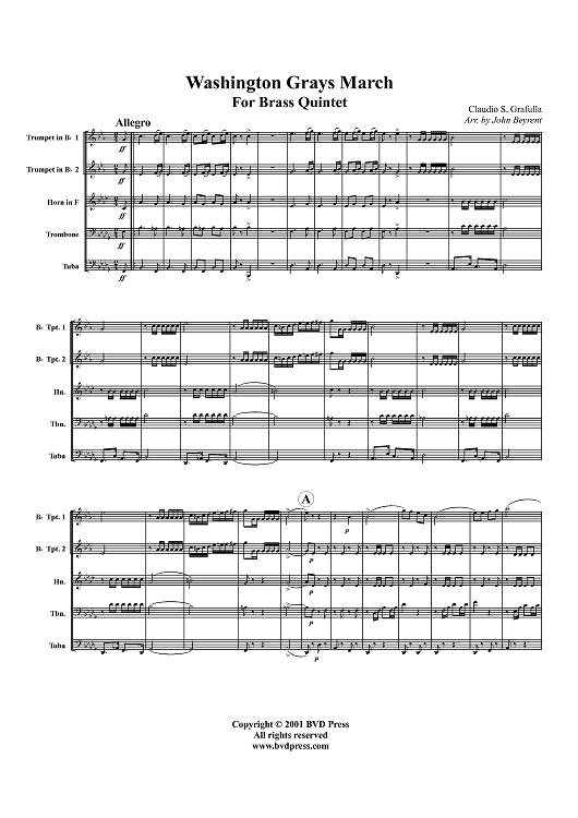 Washington Grays March - Score