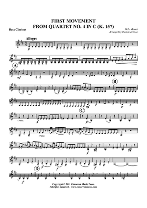 First Movement from Quartet No. 4 in C (K. 157) - Bass Clarinet