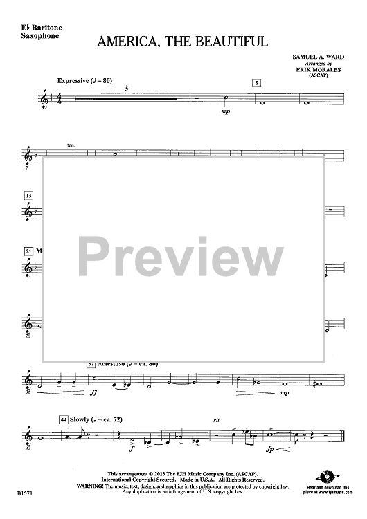 America, the Beautiful - Eb Baritone Sax