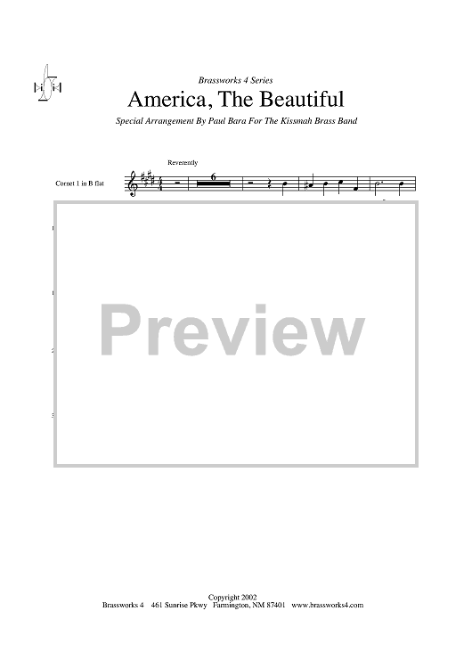 America, The Beautiful - Cornet 1 in Bb