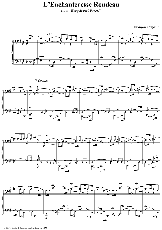 Harpsichord Pieces, Book 1, Suite 1, No.16:  L'Enchanteresse rondeau
