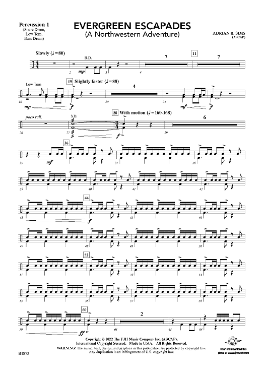 Evergreen Escapades - Percussion 1