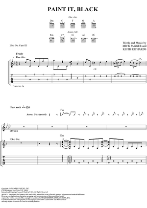 Paint It Black Tab by The Rolling Stones (Guitar Pro) - Full Score
