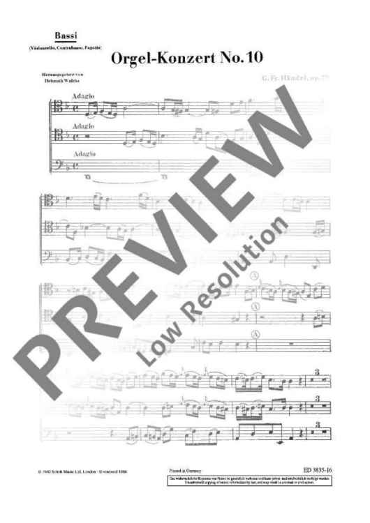 Organ Concerto No. 10 D Minor in D minor - Bassi/bassoon