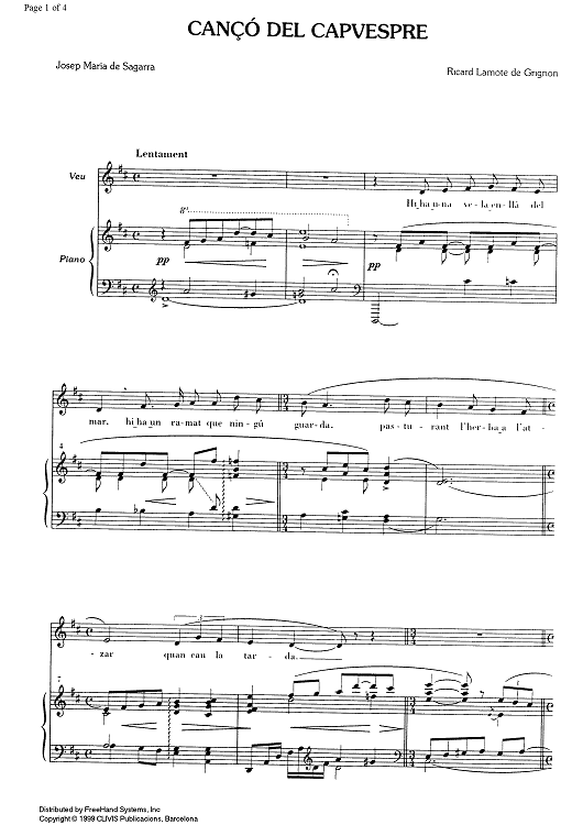 Canco del capvespre - Score