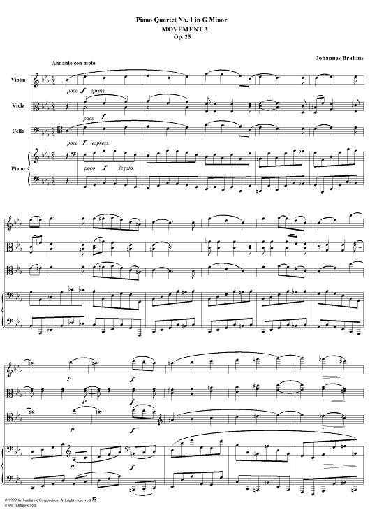 Piano Quartet no. 1 in G minor, op. 25: Movement 3 Piano Quartet no. 1 in G minor, op. 25: Movement 3
