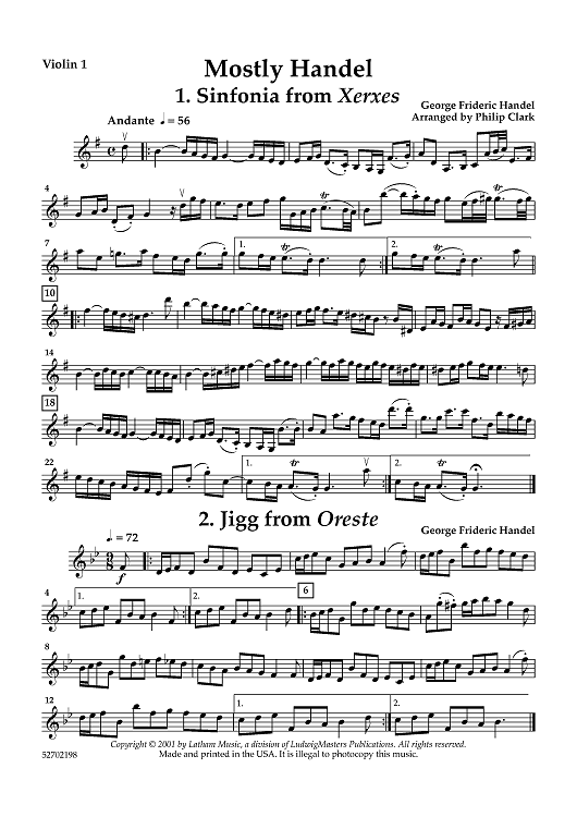 Mostly Handel - for String Trio - Violin 1