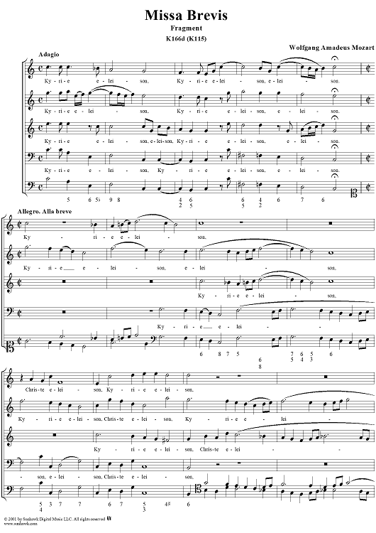 Missa Brevis (Fragment), K166d (K115)