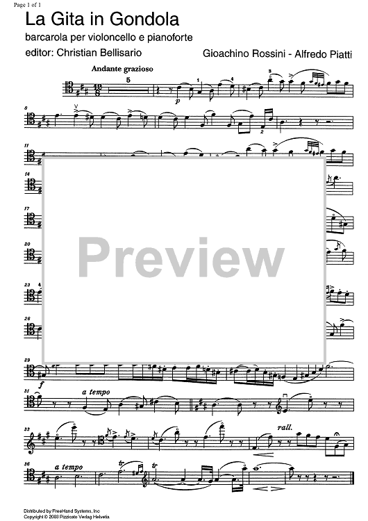 La Gita in Gondola (barcarola) - Cello