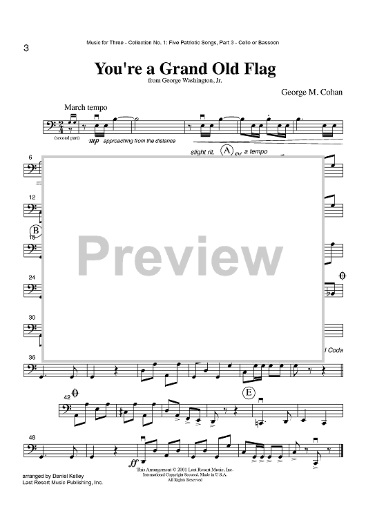 You're a Grand Old Flag - Part 3 Cello or Bassoon