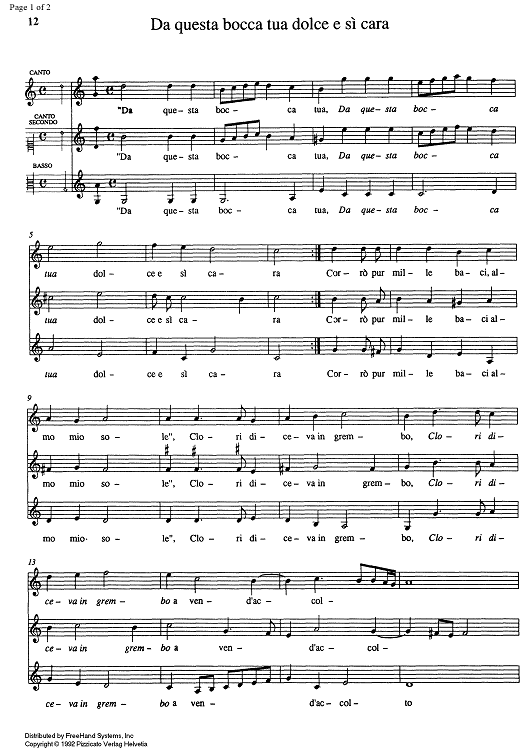 Da questa bocca tua dolce e sì cara