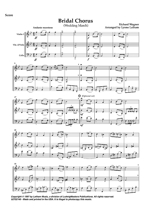 Bridal Chorus (Wedding March) - Score