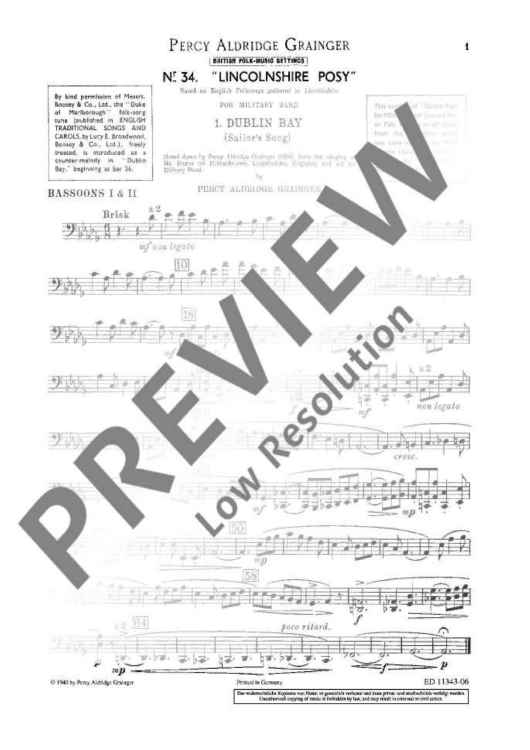 Lincolnshire Posy - Bassoon I And Ii