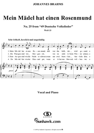 Mein Mädel hat einen Rosenmund - No. 25 from "49 Deutsche Volkslieder"  WoO 33