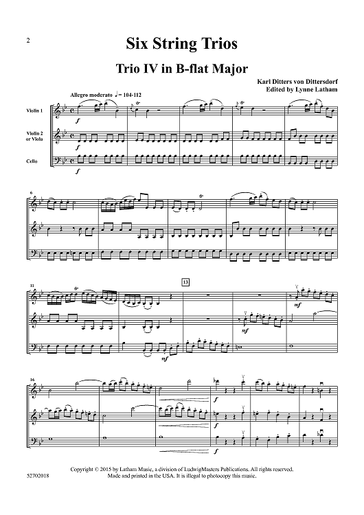 Six String Trios: Trio IV in Bb Major - Score