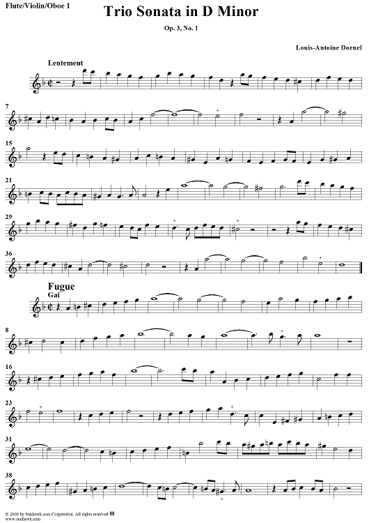 Trio Sonata in D Minor - Op. 3, No. 1 - Flute/Oboe/Violin 1