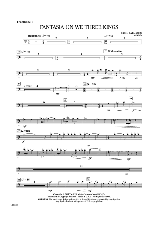 Fantasia On We Three Kings - Trombone 1