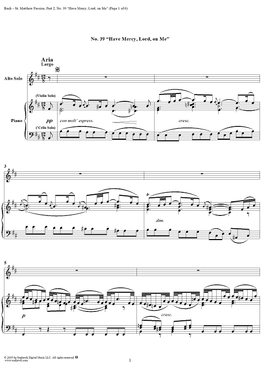St. Matthew Passion: Part II, No. 39, "Have Mercy, Lord, on Me"