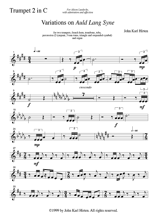 Variations on Auld Lang Syne - Trumpet 2